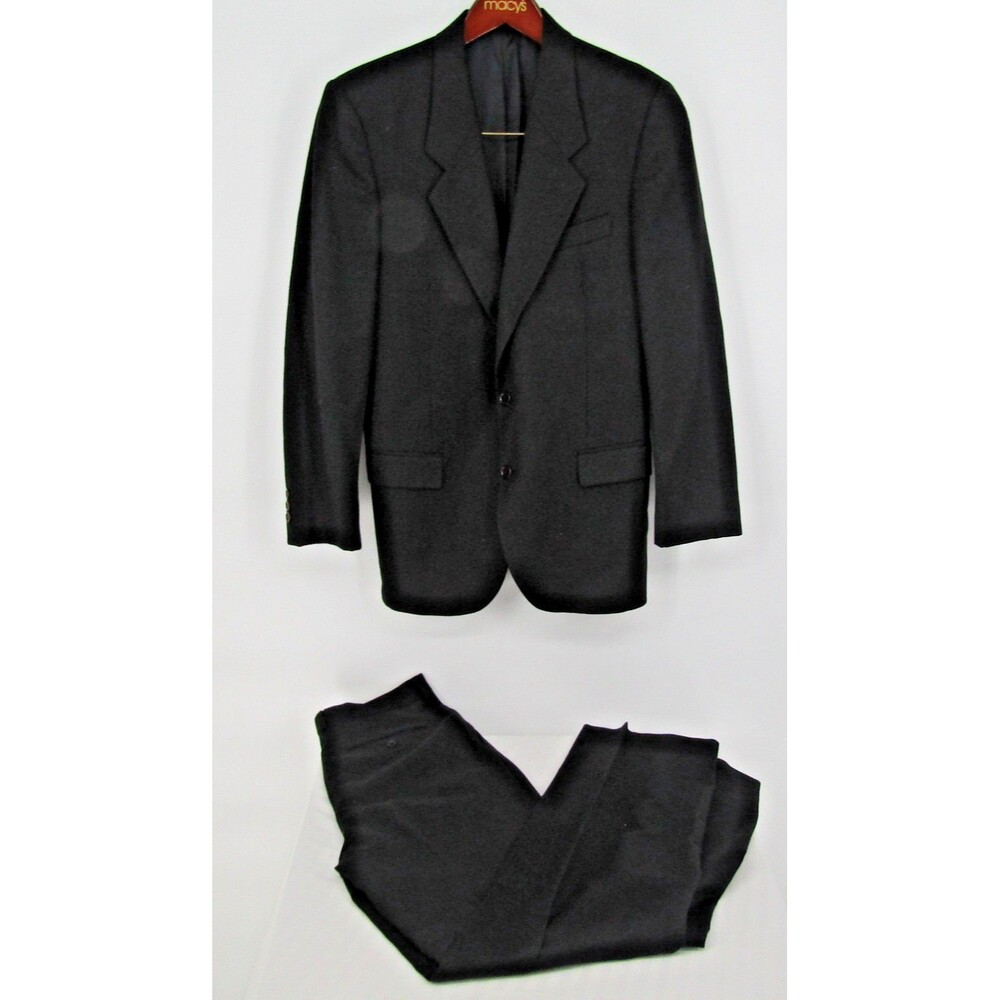 Lubiam Suit 44R Coat Men's Blazer Pants Size 30x32 Black 100% Virgin Wool Italy